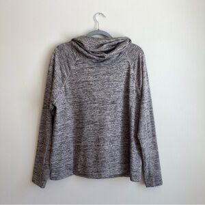 Athleta Gray Heathered Knit Cowl Hooded Sweatshirt L